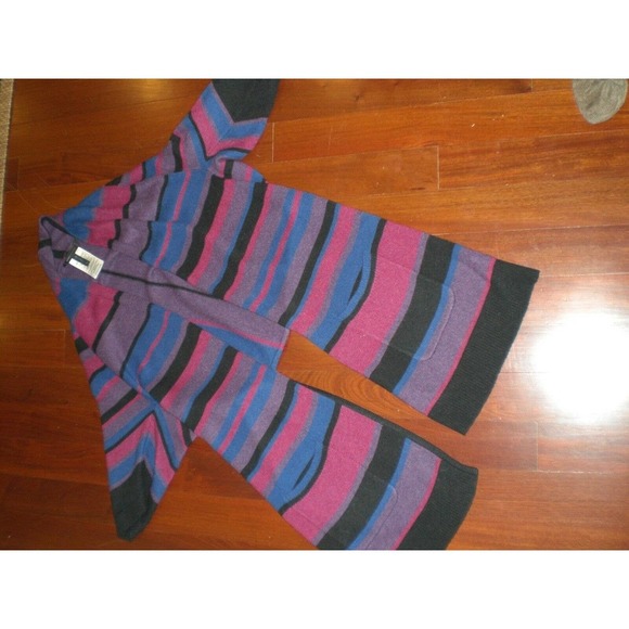 BCBG MAX AZRIA GABY DRAPED-BACK STRIPED CARDIGAN COVER UP~XS - Picture 5 of 7